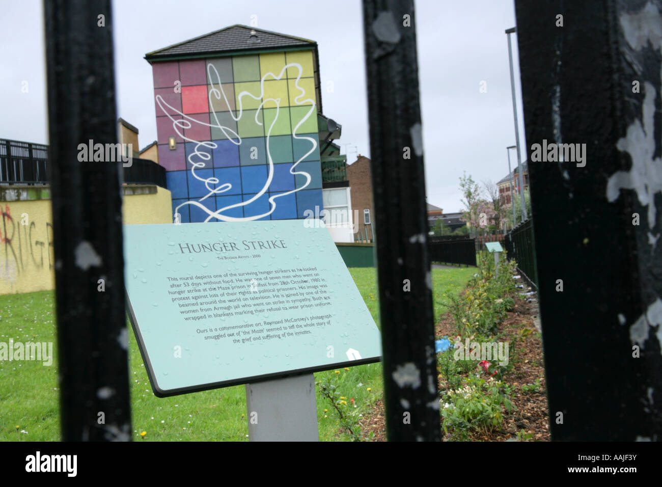 Memorial plaque and peace mural in the Bogside housing estate