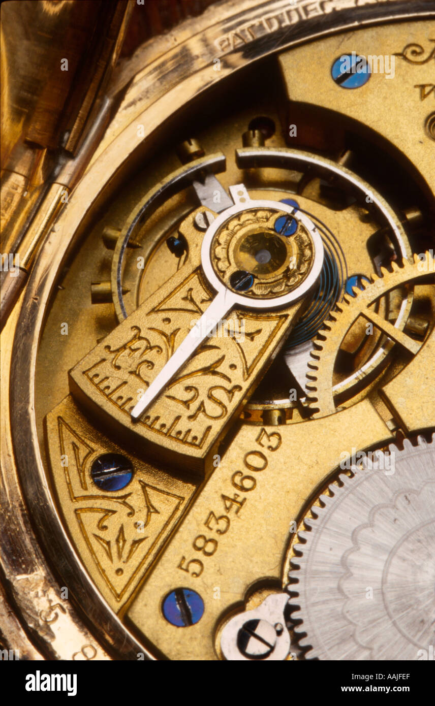 Pocket watch movement Stock Photo Alamy