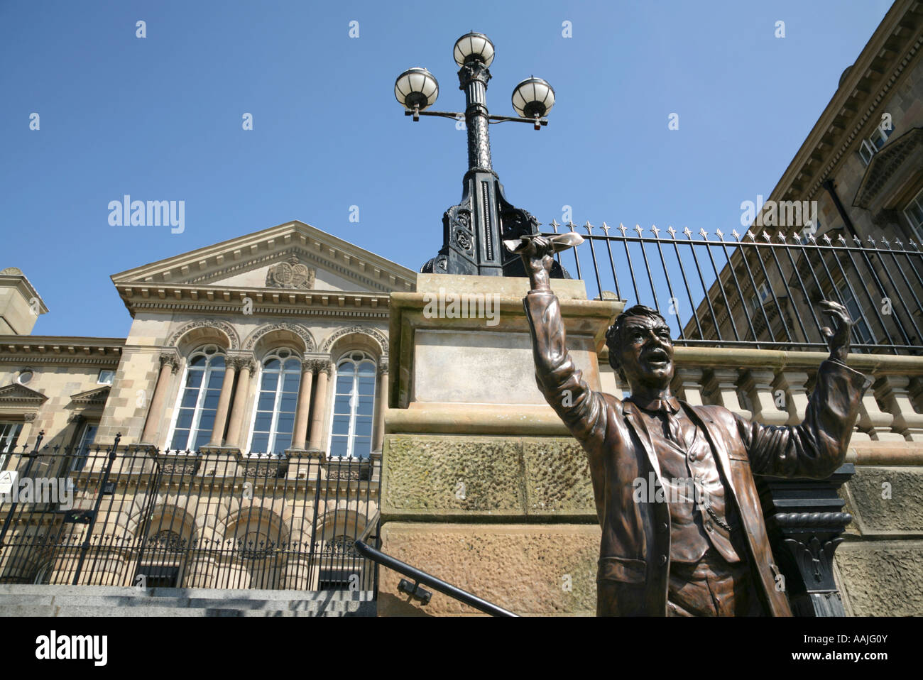 Statue of The Speaker, by Gareth Knowles, outside the Customs House, Donegall Quay, Belfast, Northern Ireland. Stock Photo