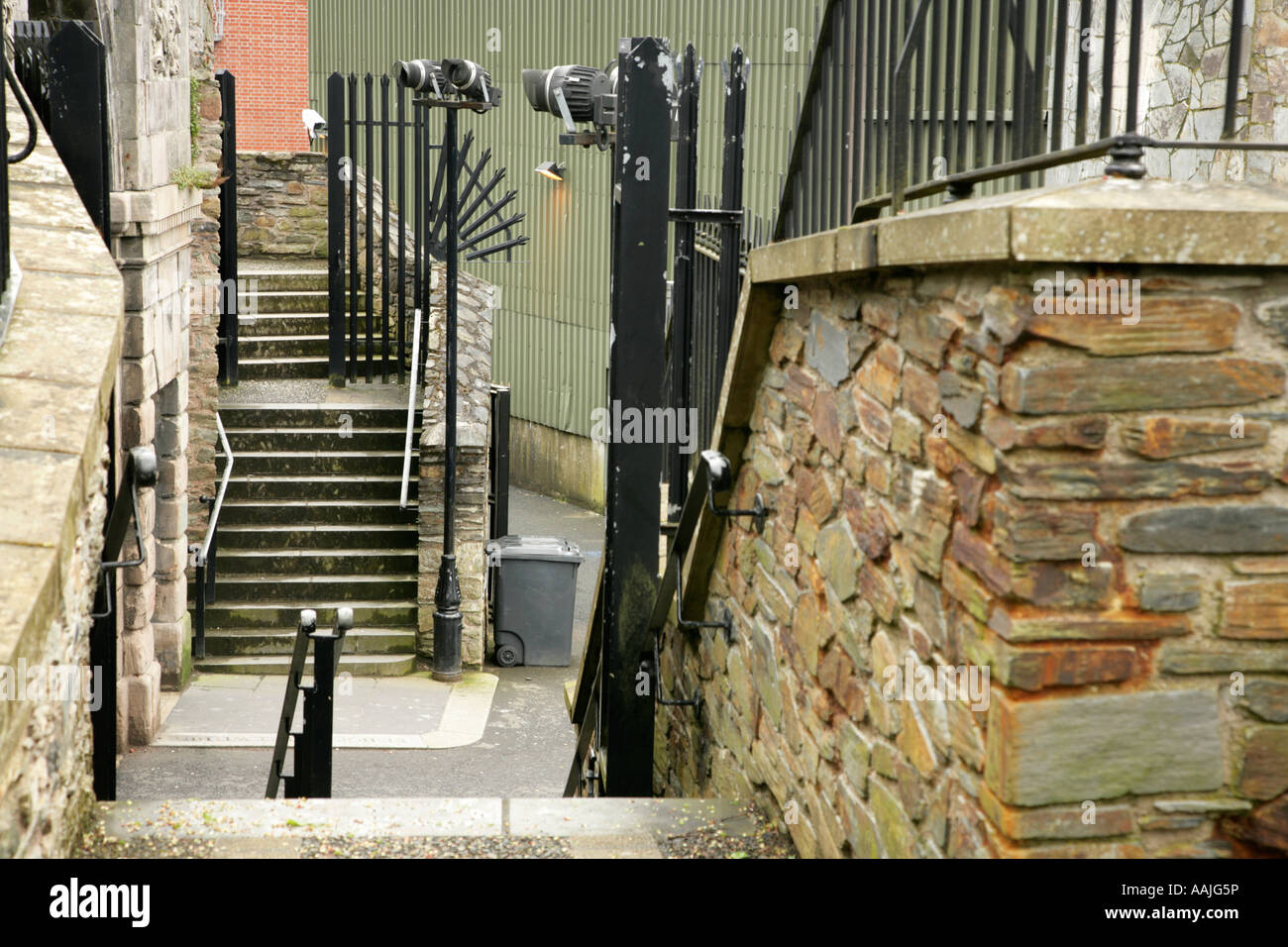 Security fencing at the junction of Church Wall and Street Within, Londonderry, County