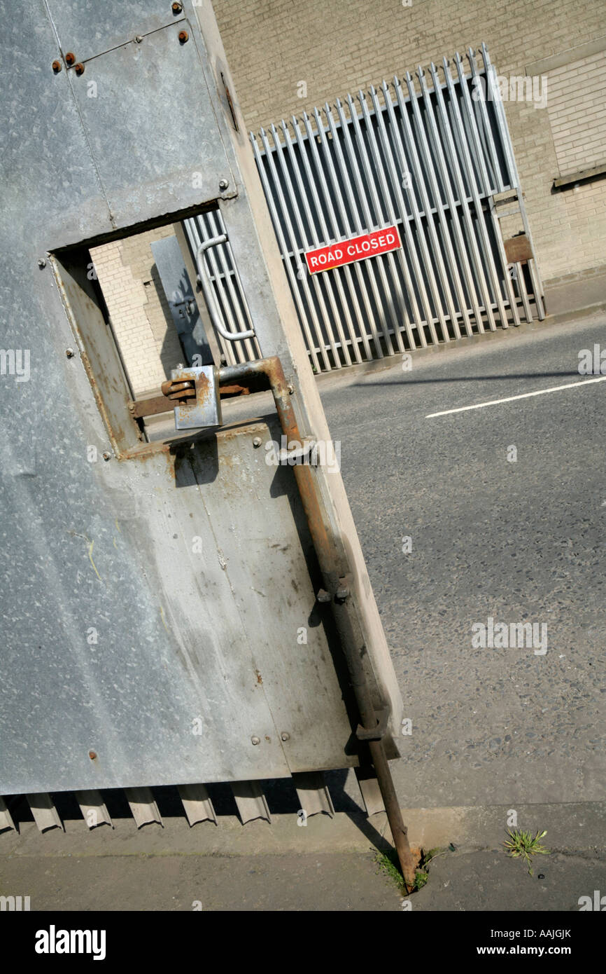 Steel barricade between Shankill Road and Falls Road areas, Belfast