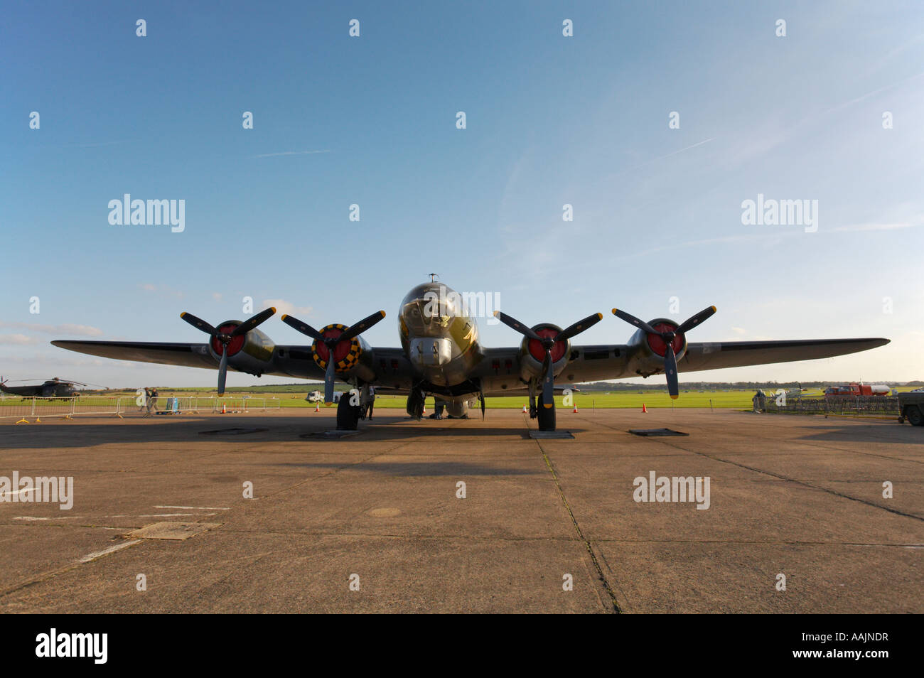 Flying Fortress Sally B on the runway at Duxford aerodrome Stock Photo ...