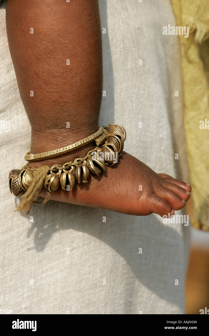 Baby wearing an anklet at the market at Bissamcuttack, Chatikona