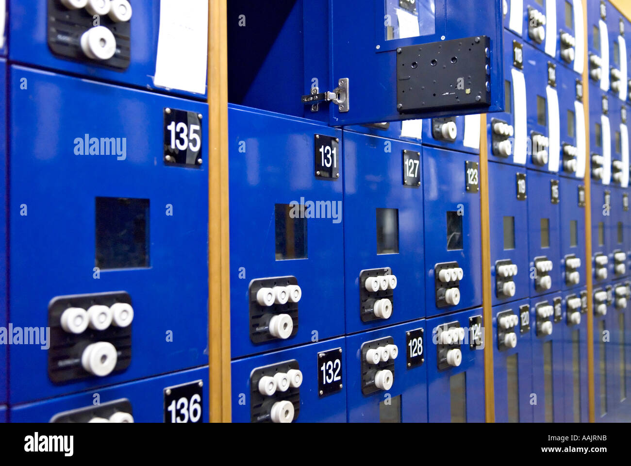 blu safety boxes Stock Photo Alamy