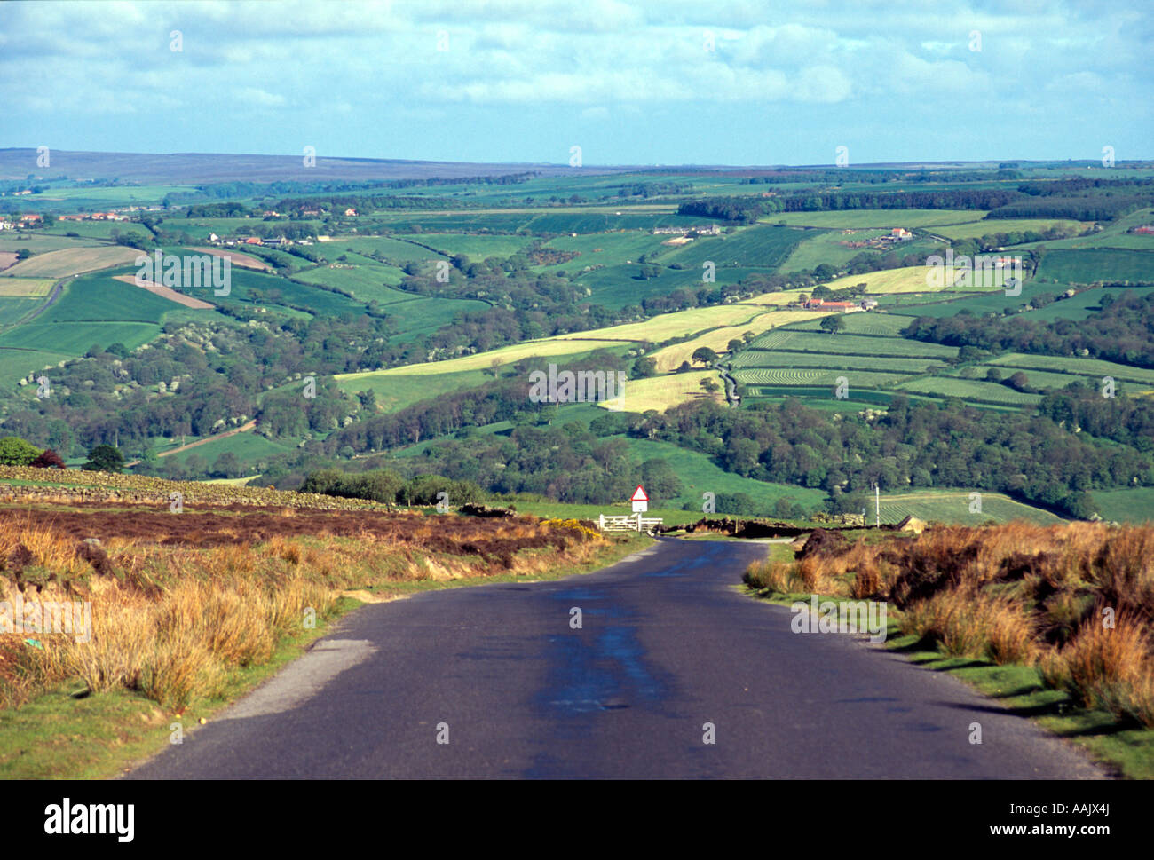 north york moors near goathland narrow country lane viewpoint england