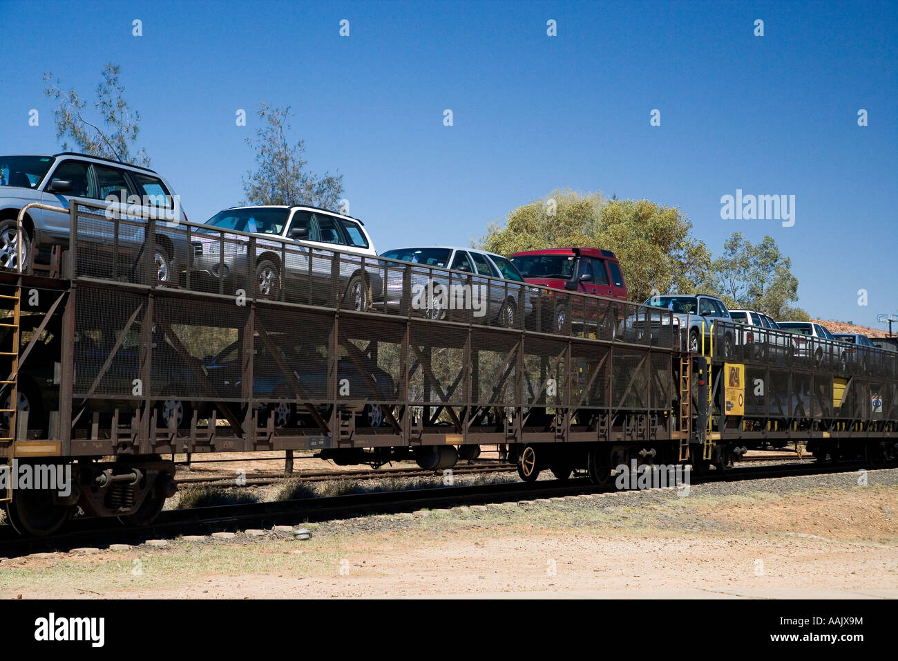 Car Transporter Ghan Train Alice Springs Outback Northern Territory Australia Stock Photo Alamy