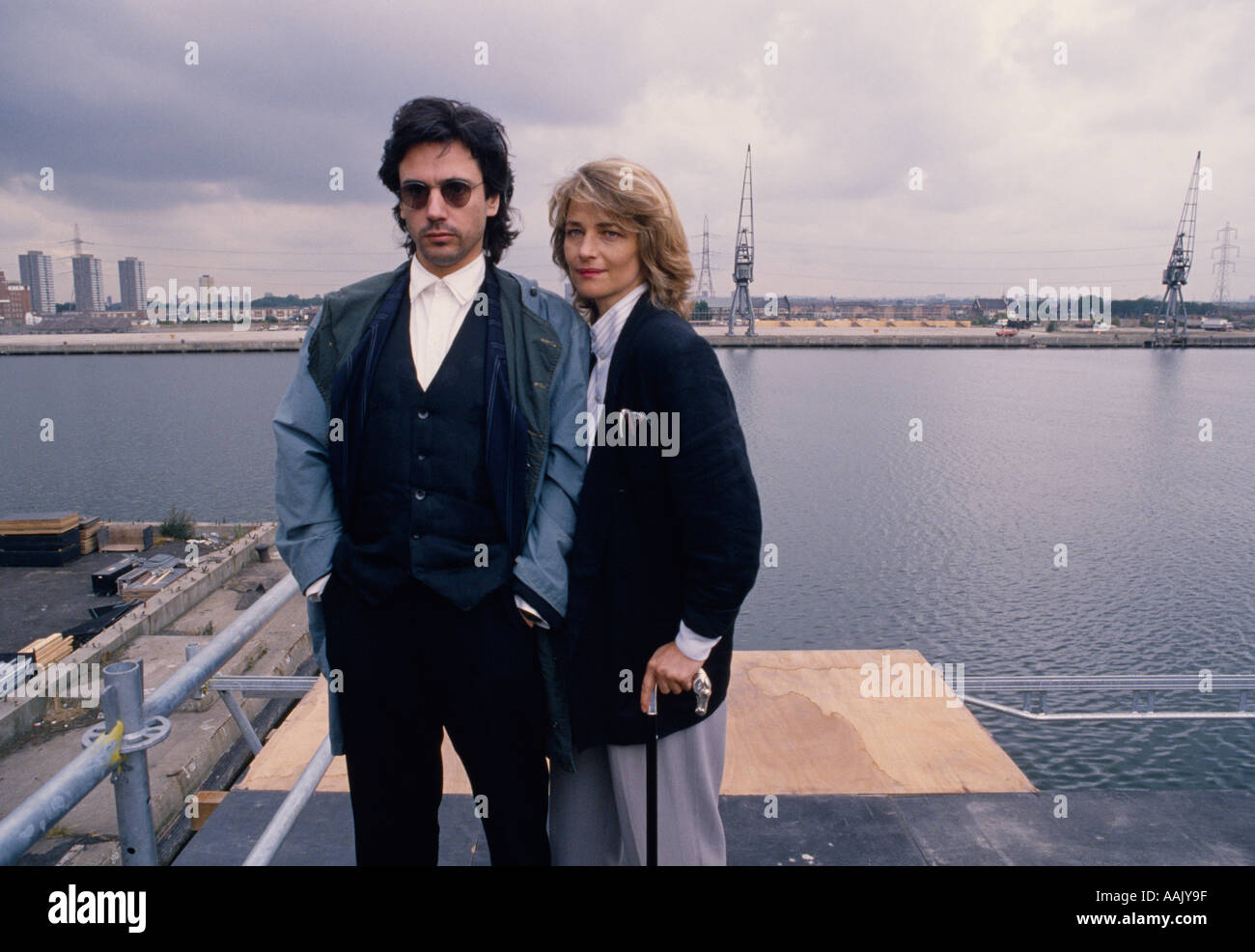 Musician Jean Michel Jarre and actress Charlotte Rampling in London in England in Great Britain in the United Kingdom Stock Photo