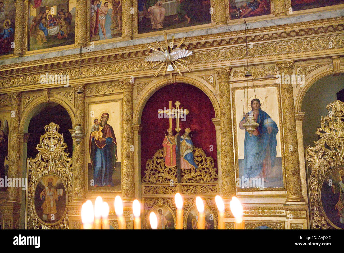 A highly decorated Serbian Orthodox church in Montenegro Stock Photo