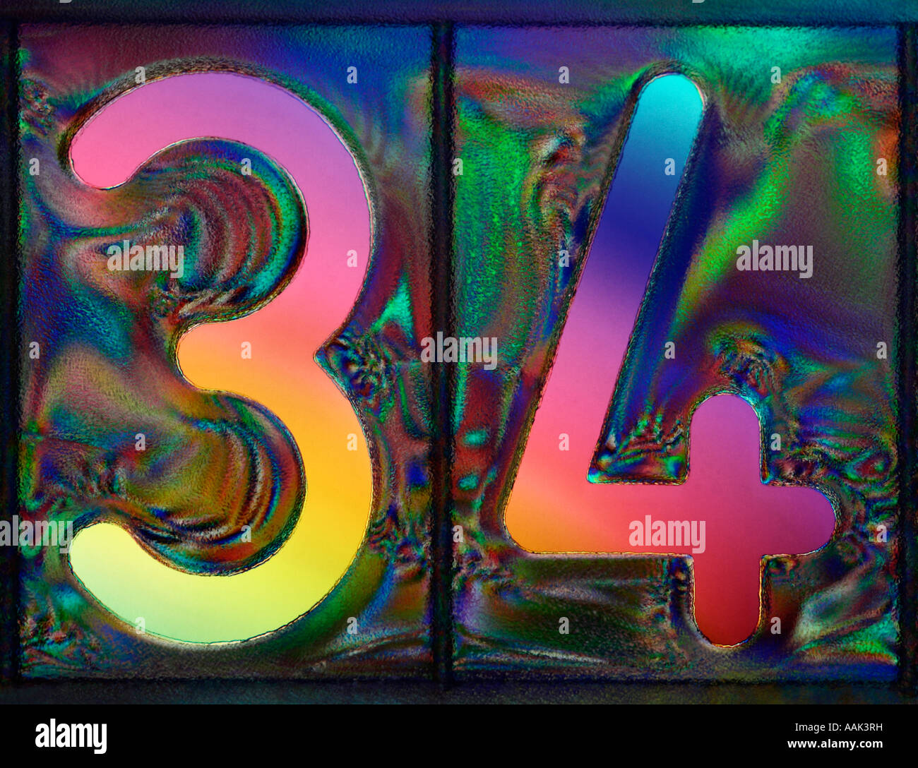 Number 34 cross polarised Stock Photo - Alamy