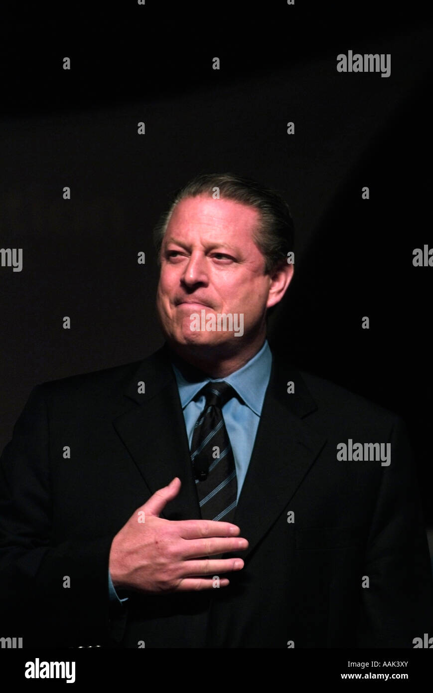 Al Gore before starting a speech about Global Warming.  Photo by Chuck Nacke Stock Photo