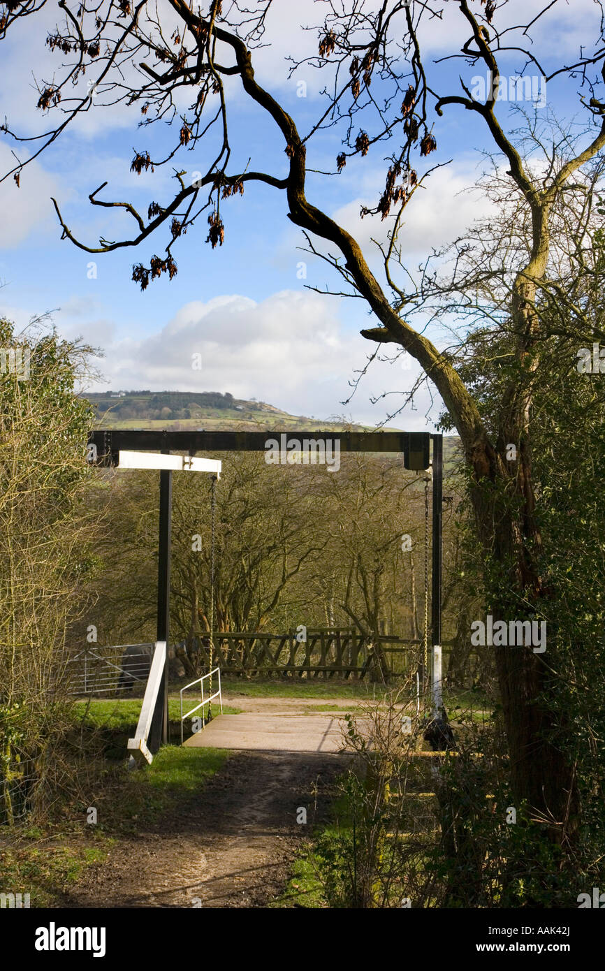 View of Turf Lea Lift Bridge on the Peak Forest Canal at Marple Ridge