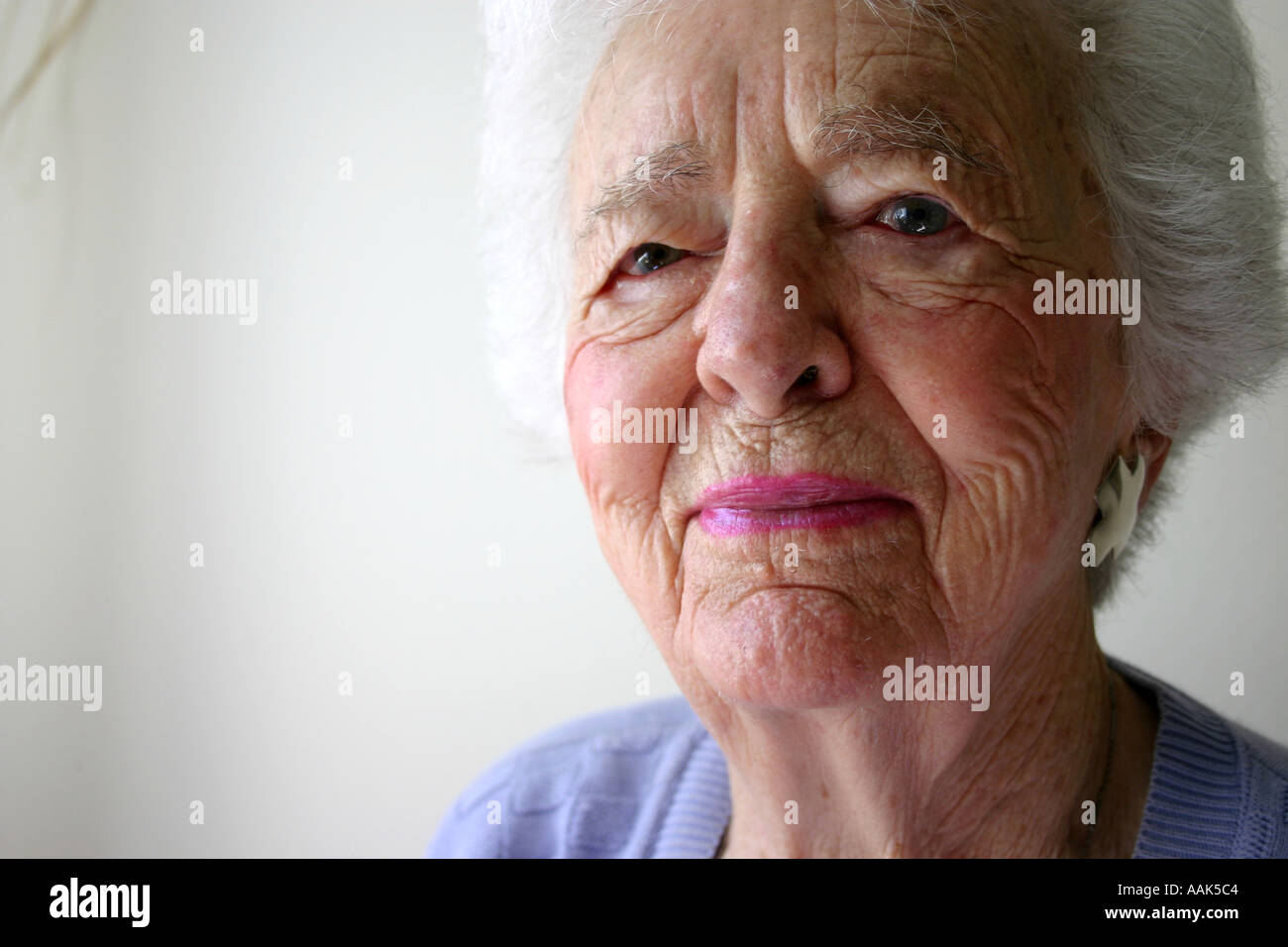 senior senior citizen elderly old person mature 90s ninety woman grandma grandmother grandparent closeup face happy happiness po Stock Photo