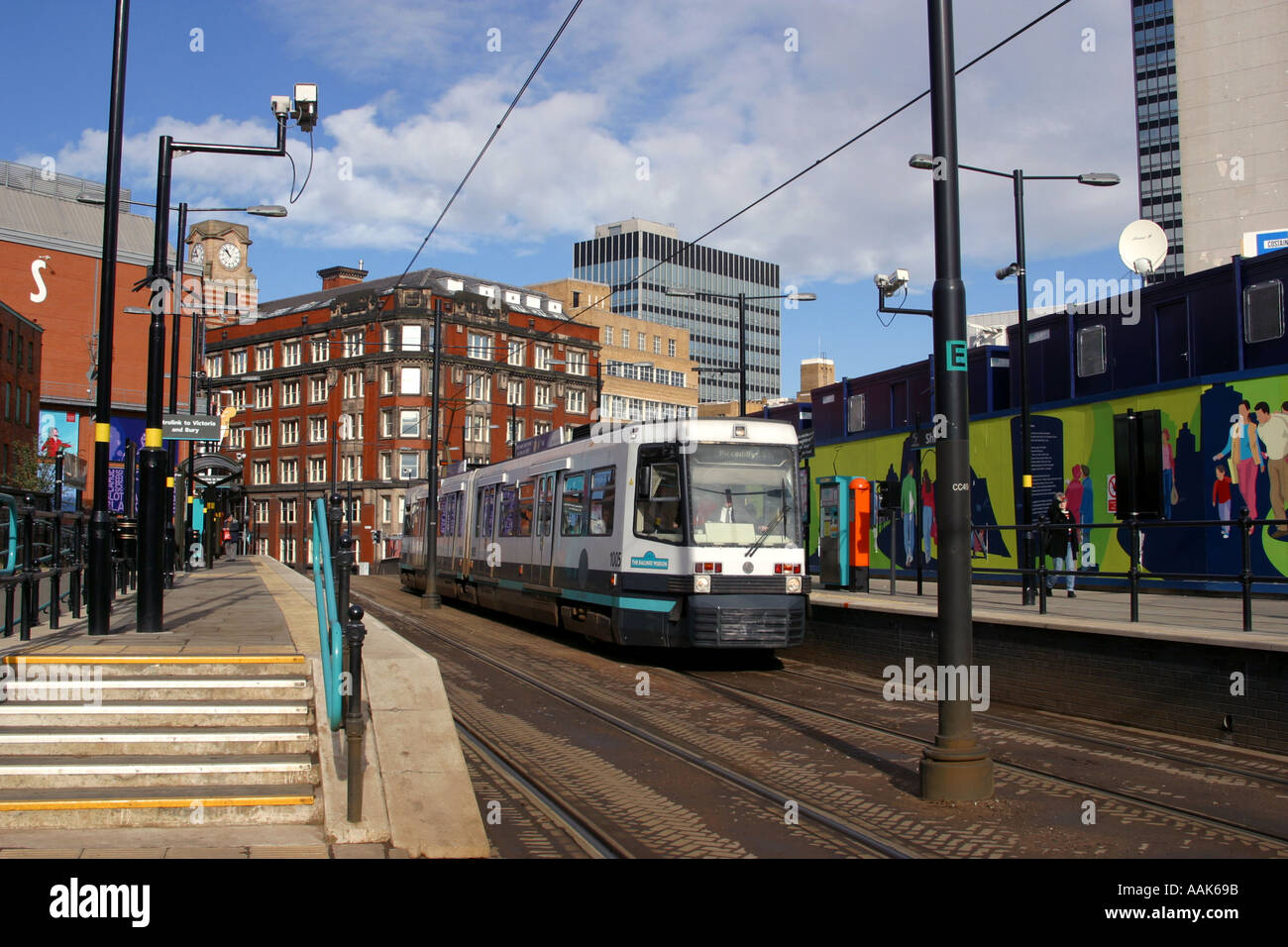 Tram at Shudehill Manchester UK Stock Photo