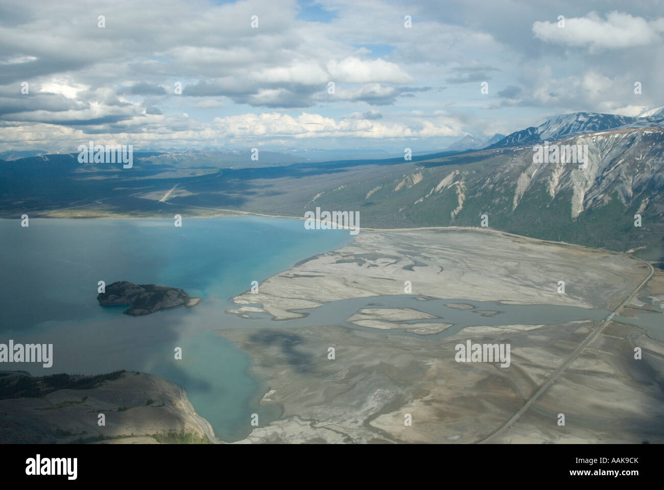 The Kaskawulsh river delta from the Kaskawulsh Glacier in Kluane ...