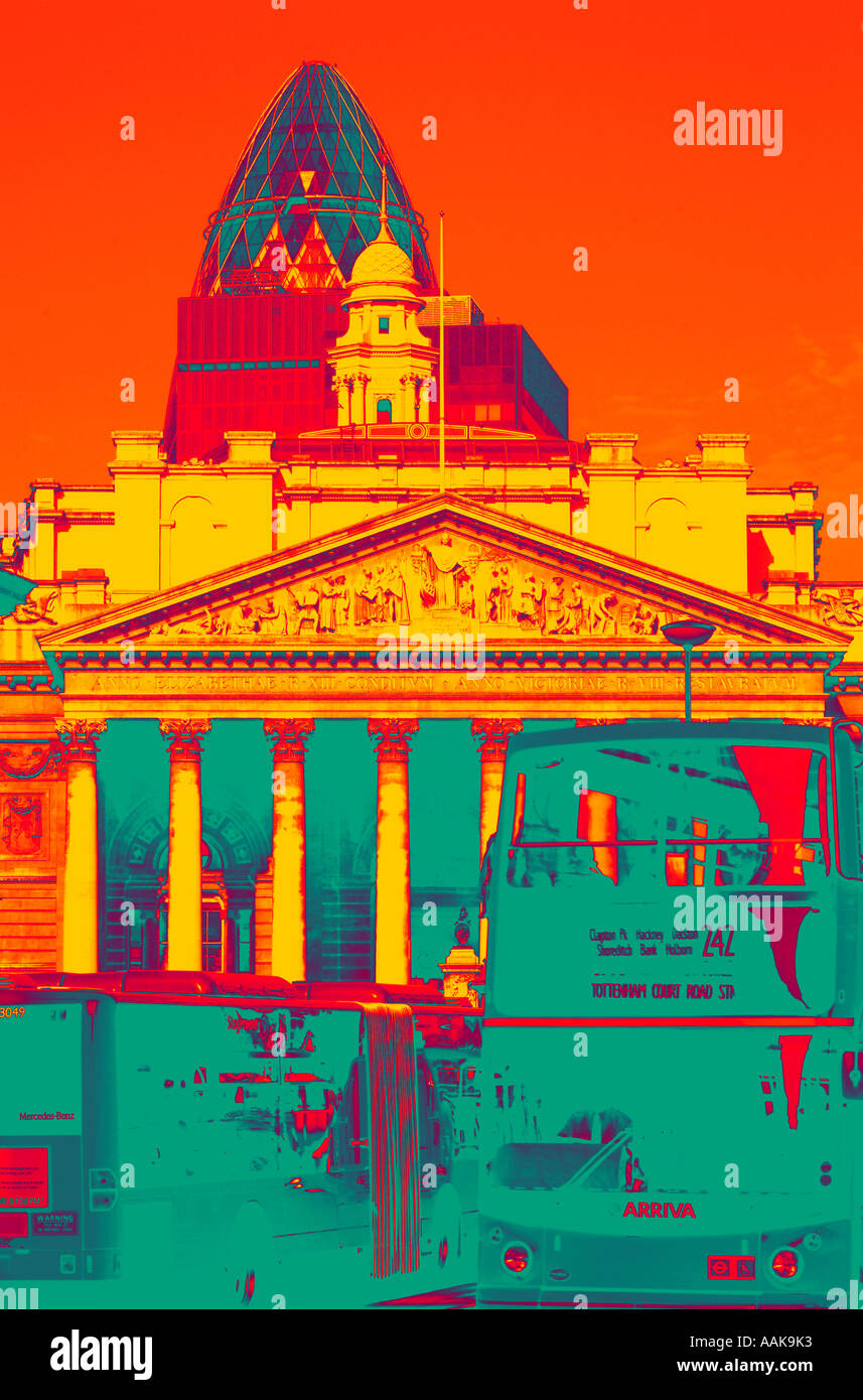 Abstract image of differing architectural styles from different eras in