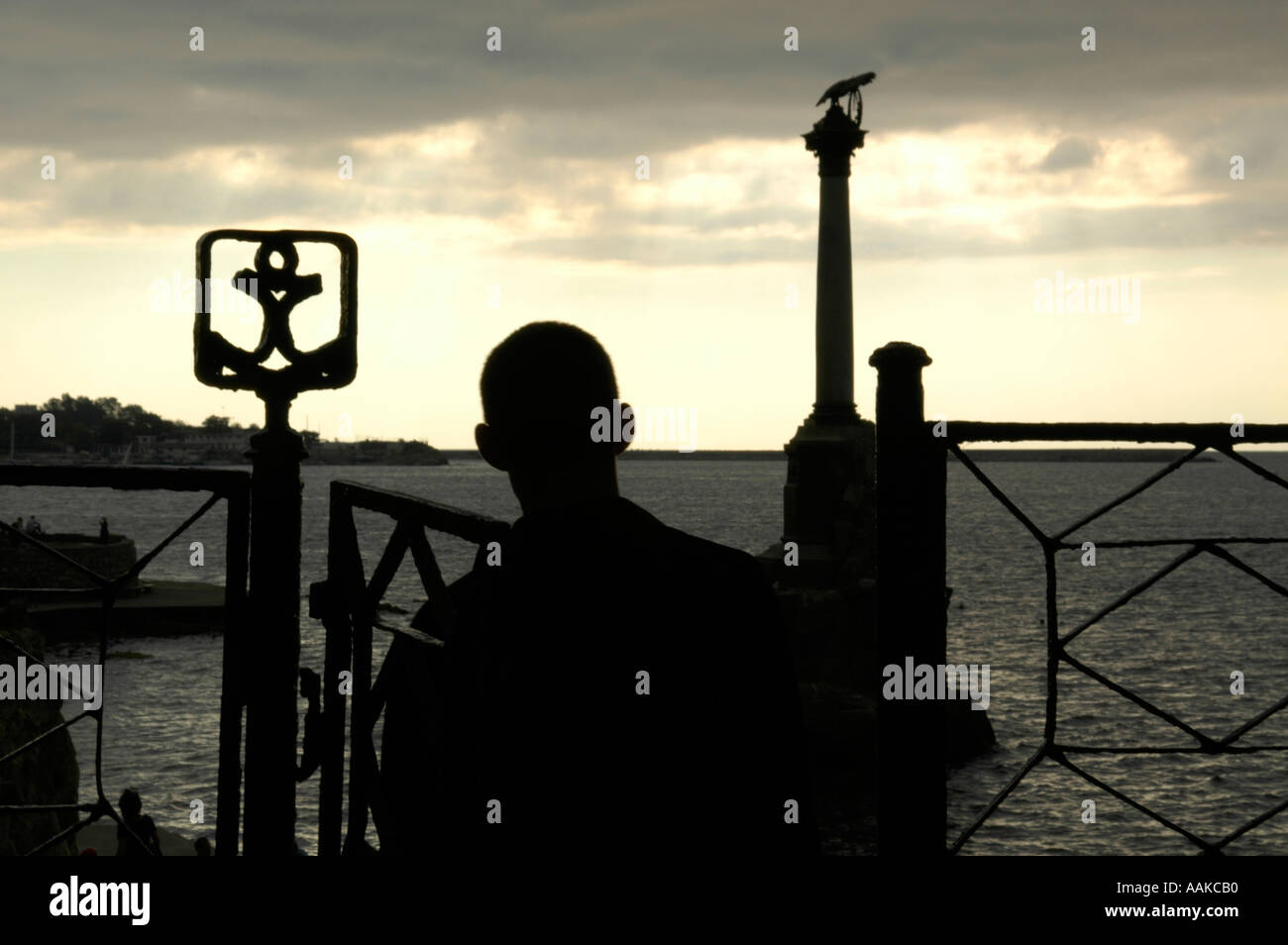 Crimea, Sevastopol, harbour, eagle statue, silhouette Stock Photo