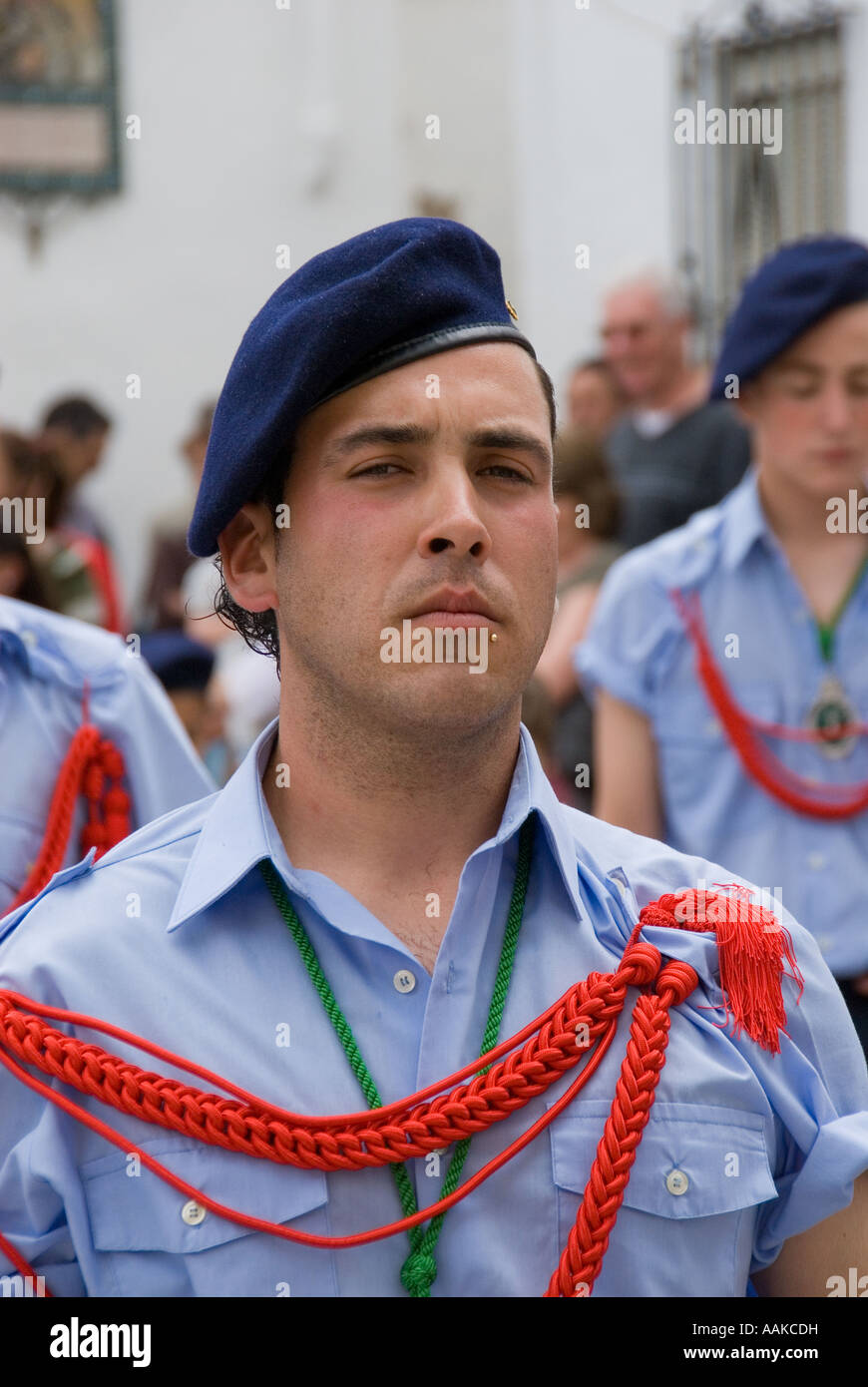 Drummer with Spanish Marching Band at a festival in Andalucia Stock