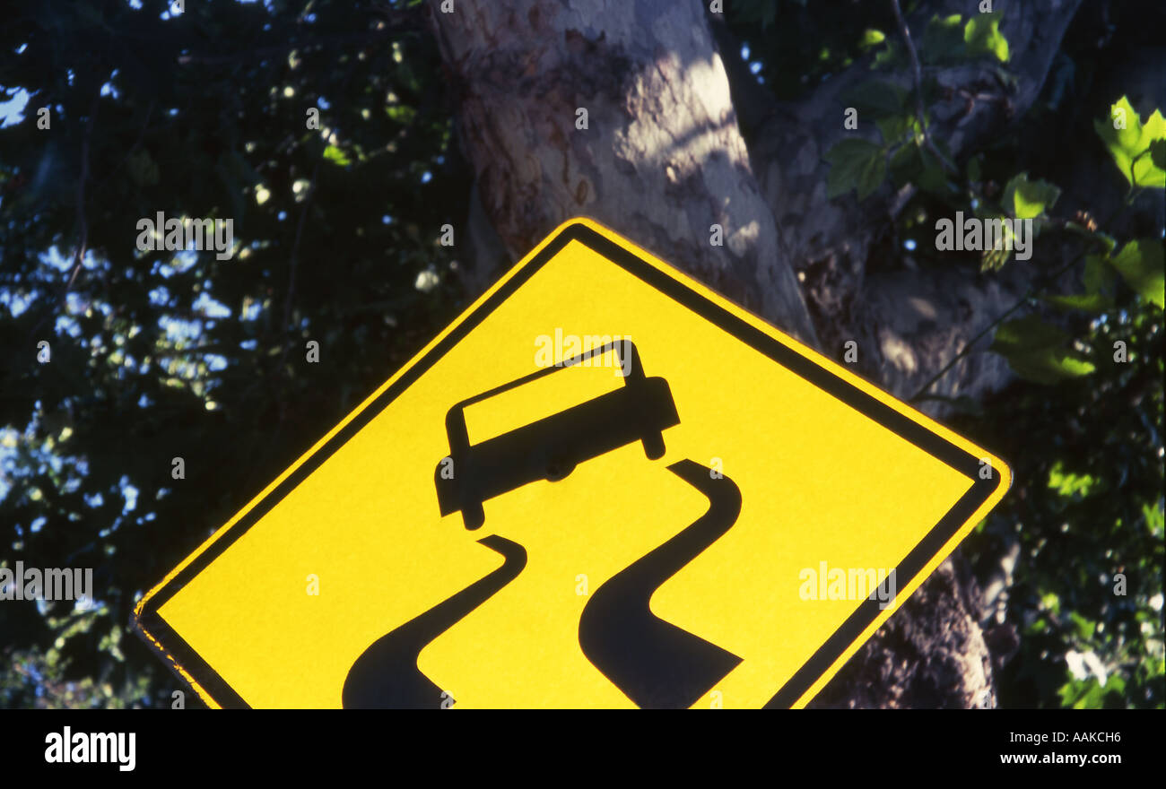 Slippery Road Sign Stock Photo - Alamy