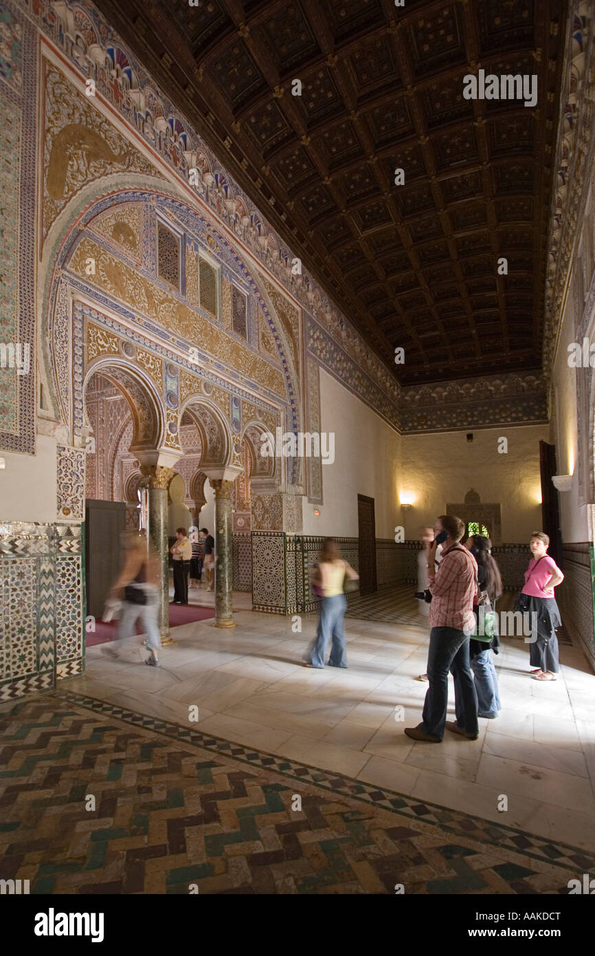 Tourists at Real Alcazar of Seville Andalucia Spain Stock Photo