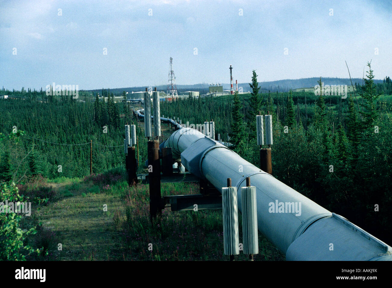 1990s TRANS ALASKA PIPELINE AT PUMP STATION #6 ALASKA USA Stock Photo