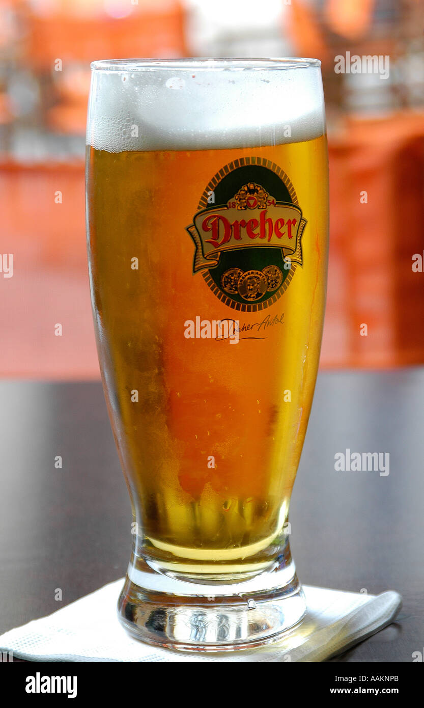 Glass of Dreher beer Hungary Stock Photo - Alamy