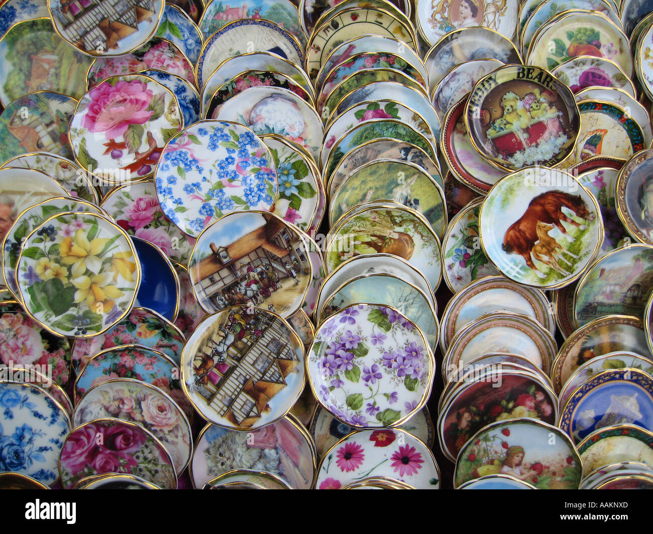 Pottery souvenir for sale at Covent Garden flea market, London UK Stock