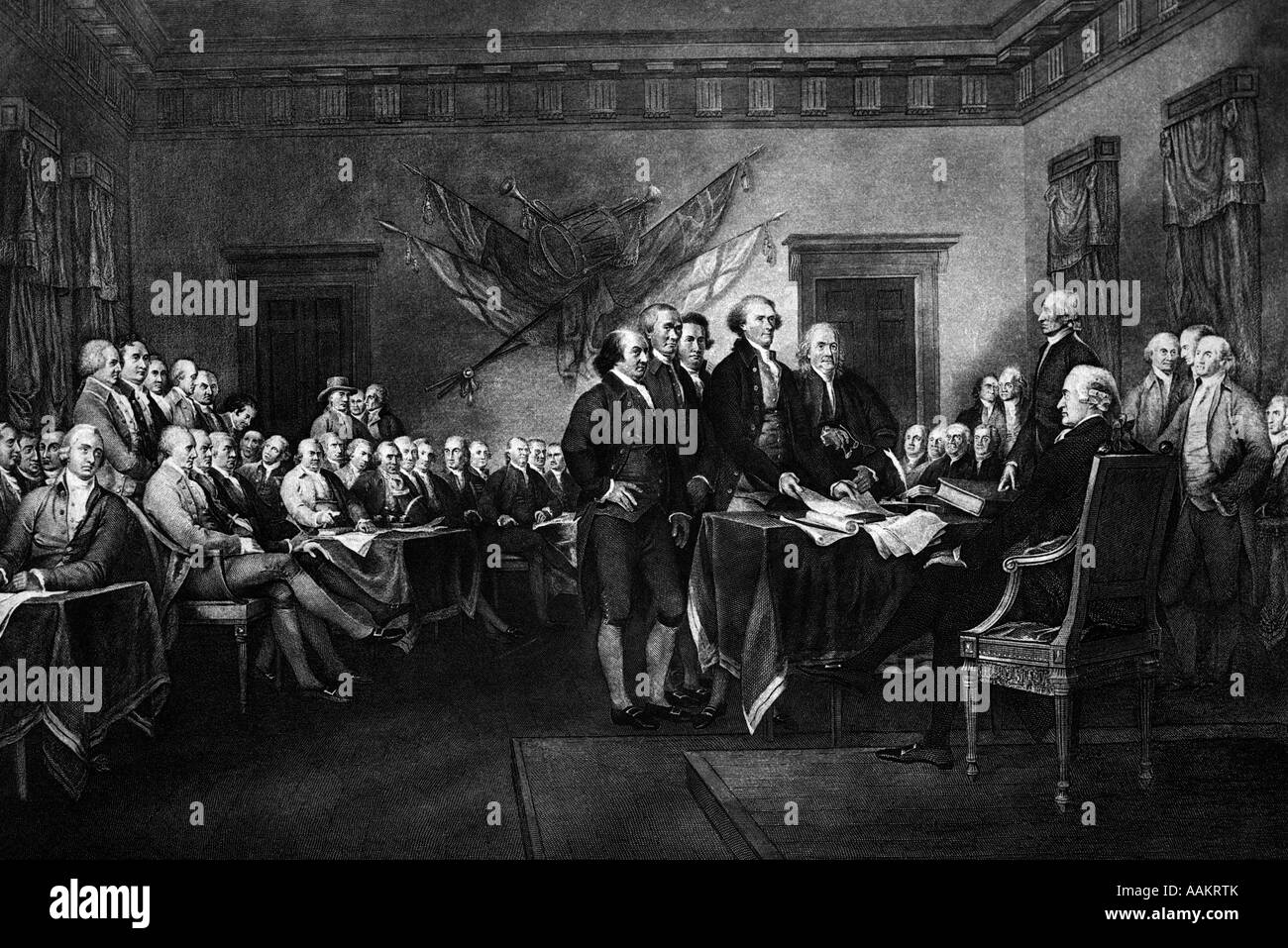 JOHN TRUMBULL'S RENDERING OF THE SIGNING OF THE DECLARATION OF INDEPENDENCE Stock Photo