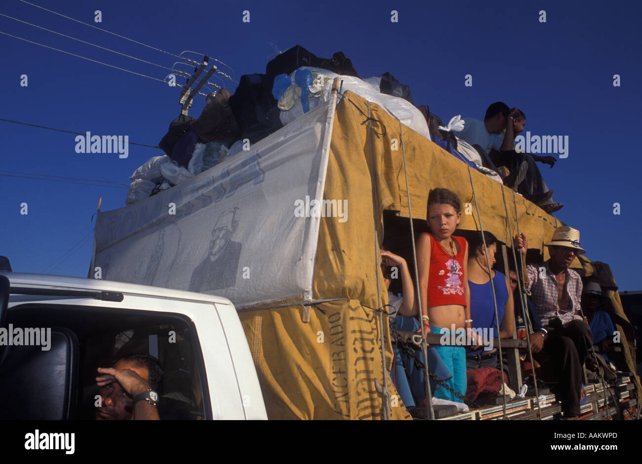Catholicism Children accompany family at pilgrimage to Juazeiro do Norte city Ceará State Brazil Stock Photo