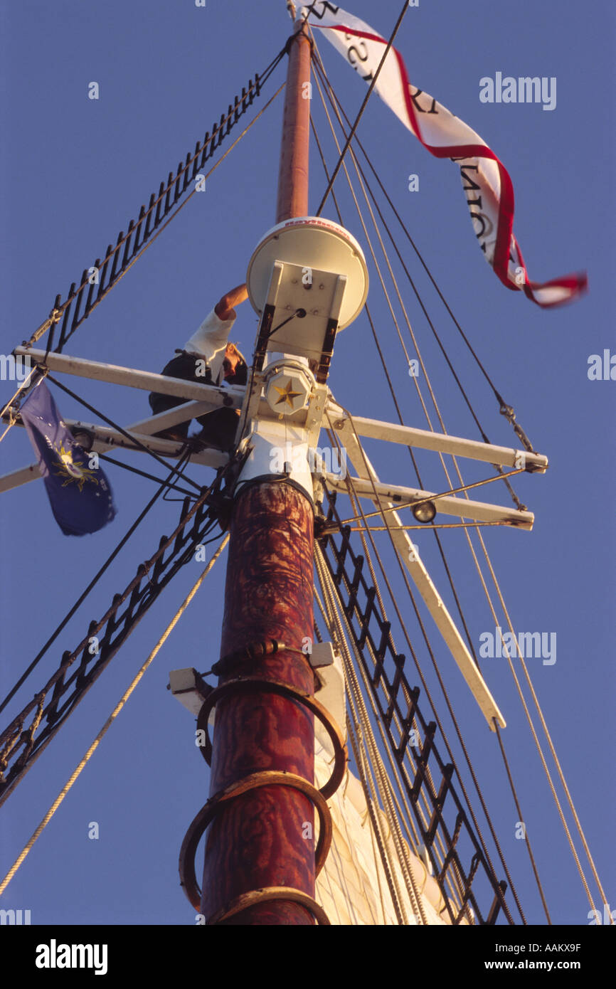 Man working on mast of tall ship Key West Florida USA Stock Photo - Alamy