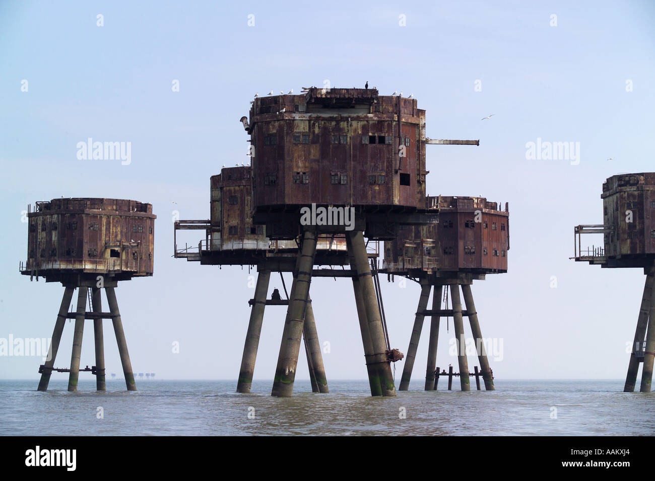 Redsands Maunsell Forts off the coast of whitstable Stock Photo