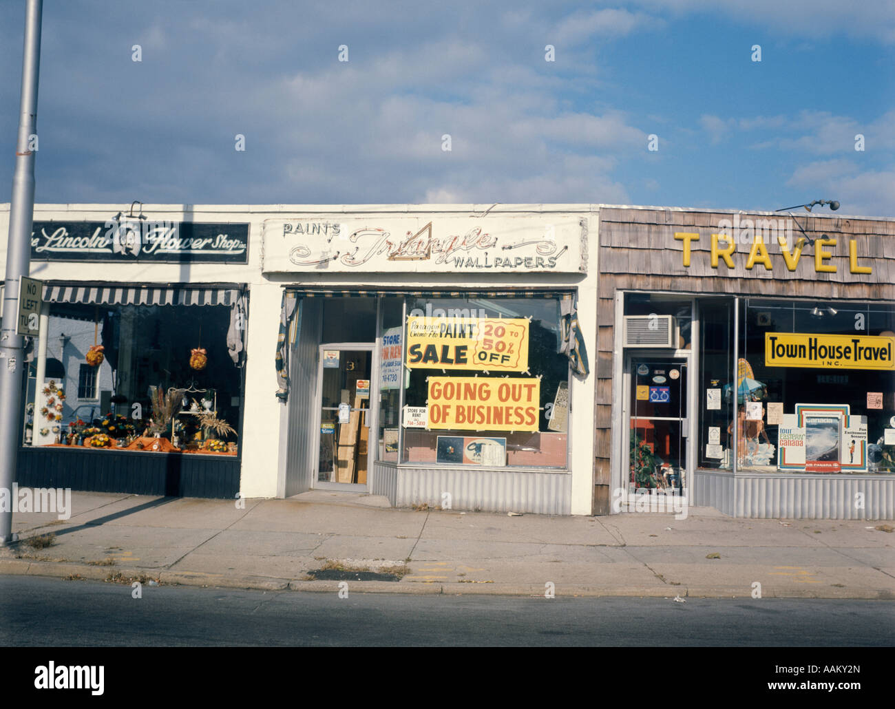 1960s STREET WITH STORE FRONT BUSINESSES Stock Photo Alamy