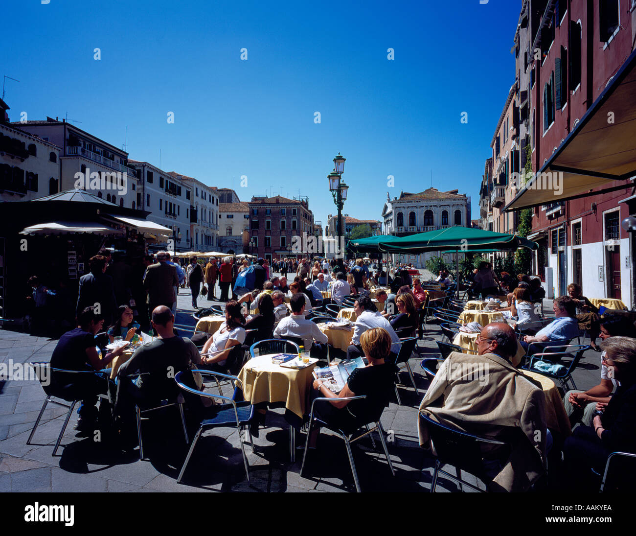 restaurant at Campo San Stefano, Venice, UNESCO World Heritage Site, Italy,  Europe. Photo by Willy Matheisl Stock Photo