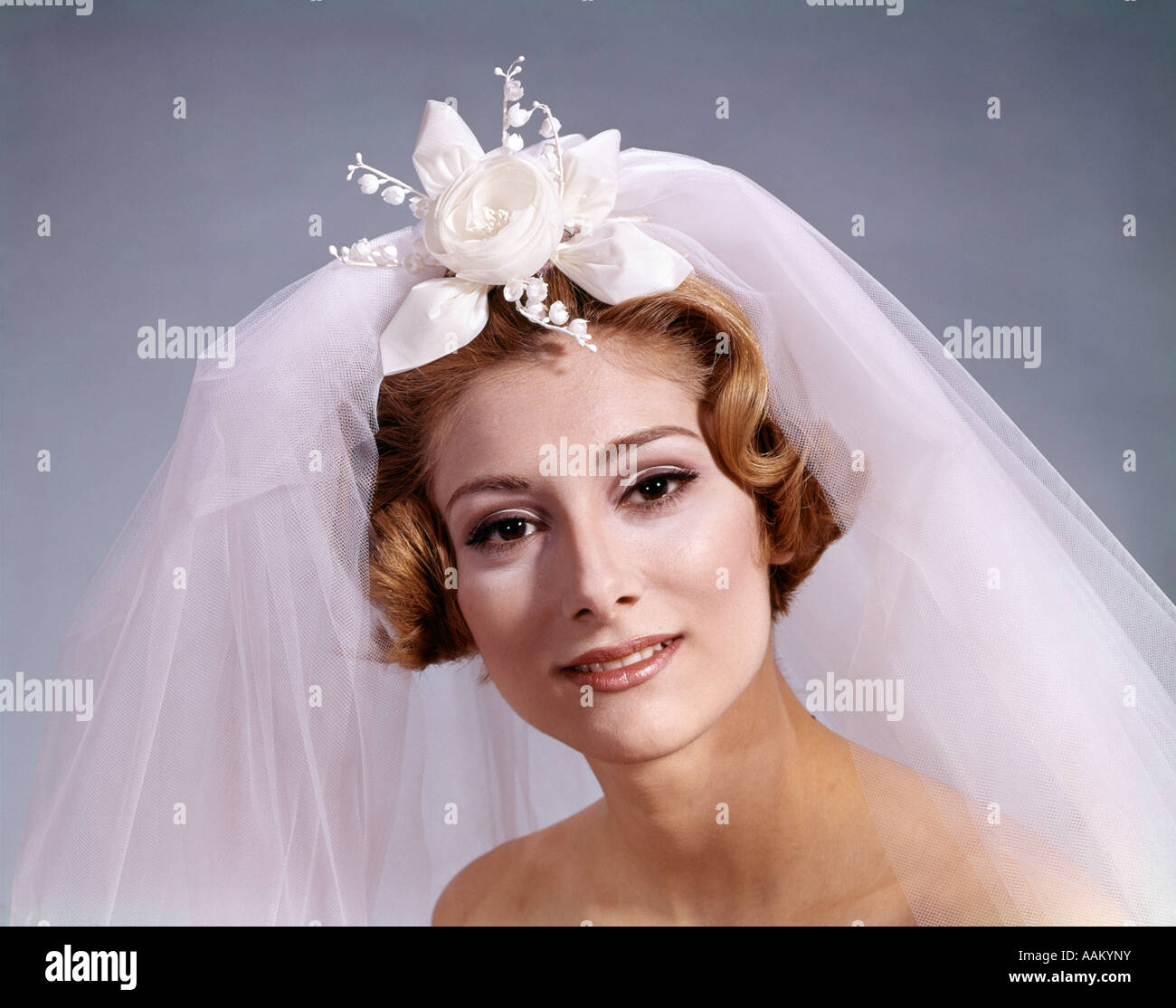 1960s PORTRAIT OF BRIDE WEARING VEIL Stock Photo - Alamy