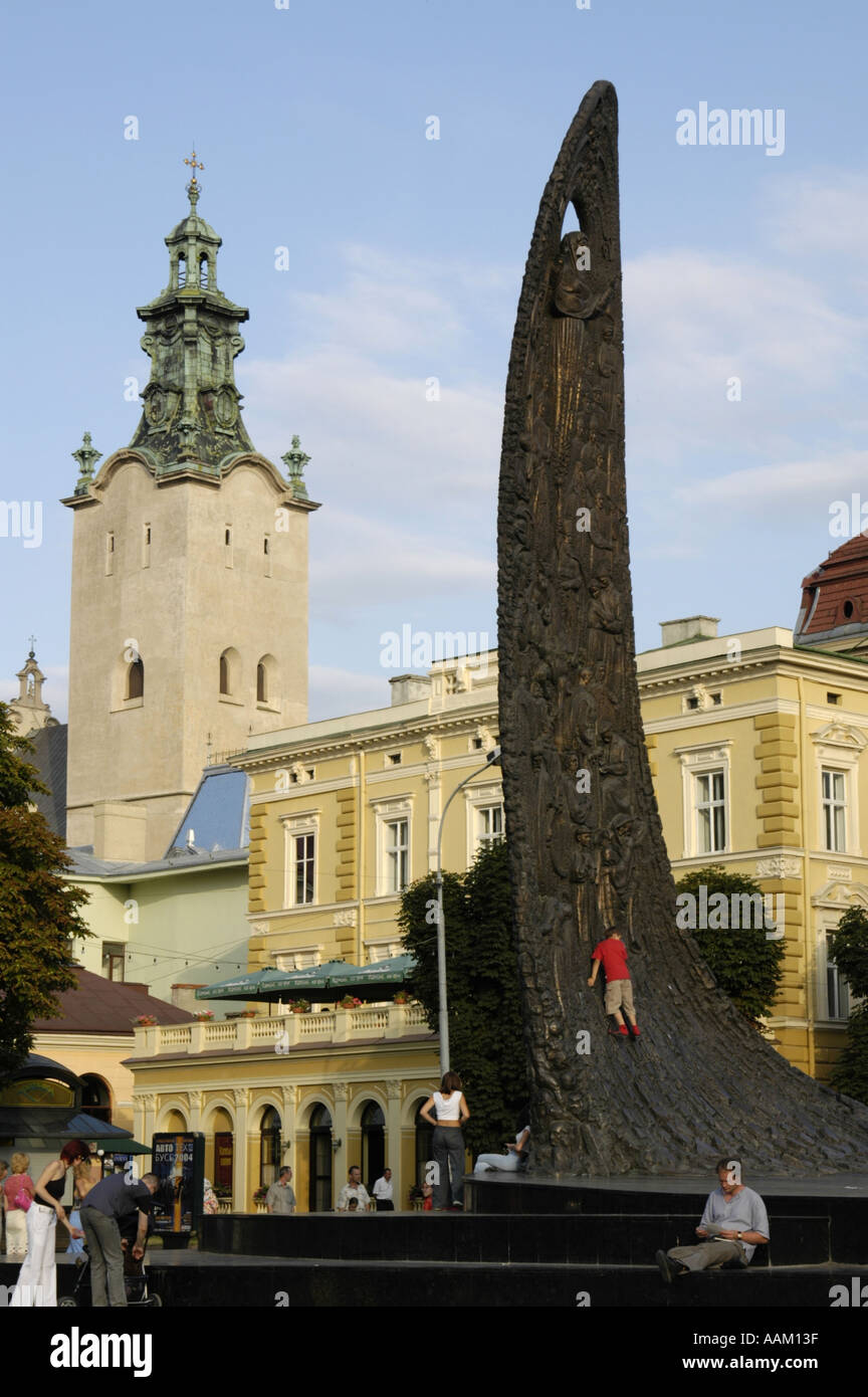 Lviv, Taras Schewtschenko / Sevcenko monument, ukrainian poet Stock ...