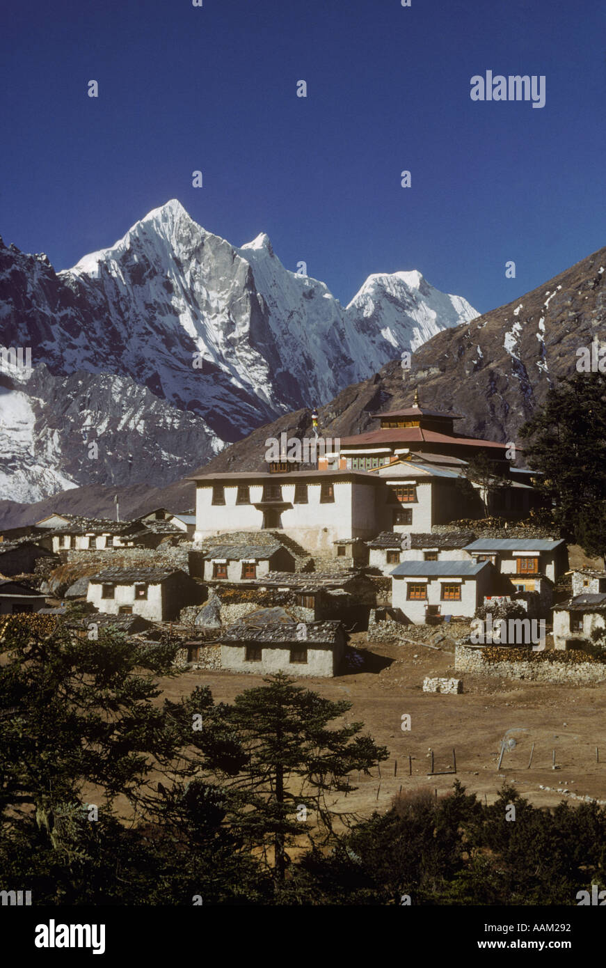 Thyangboche Monastery is the Sherpa s main religeous cultural center This structure burned in 1989 is being rebuilt Khum Stock Photo