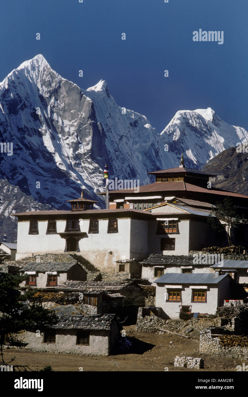 Thyangboche Monastery is the Sherpa s main religeous cultural center This structure burned in 1989 is being rebuilt Khum Stock Photo