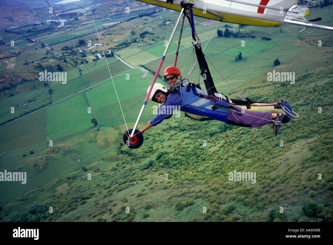 Hang gliding student Suji flies for the first time in a tandem hang