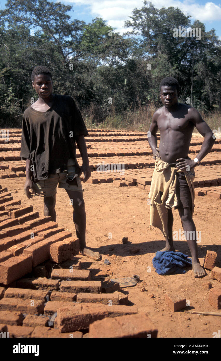 People at Work, Africa Handmade Brick Manufacturing Rural Zimbabwe