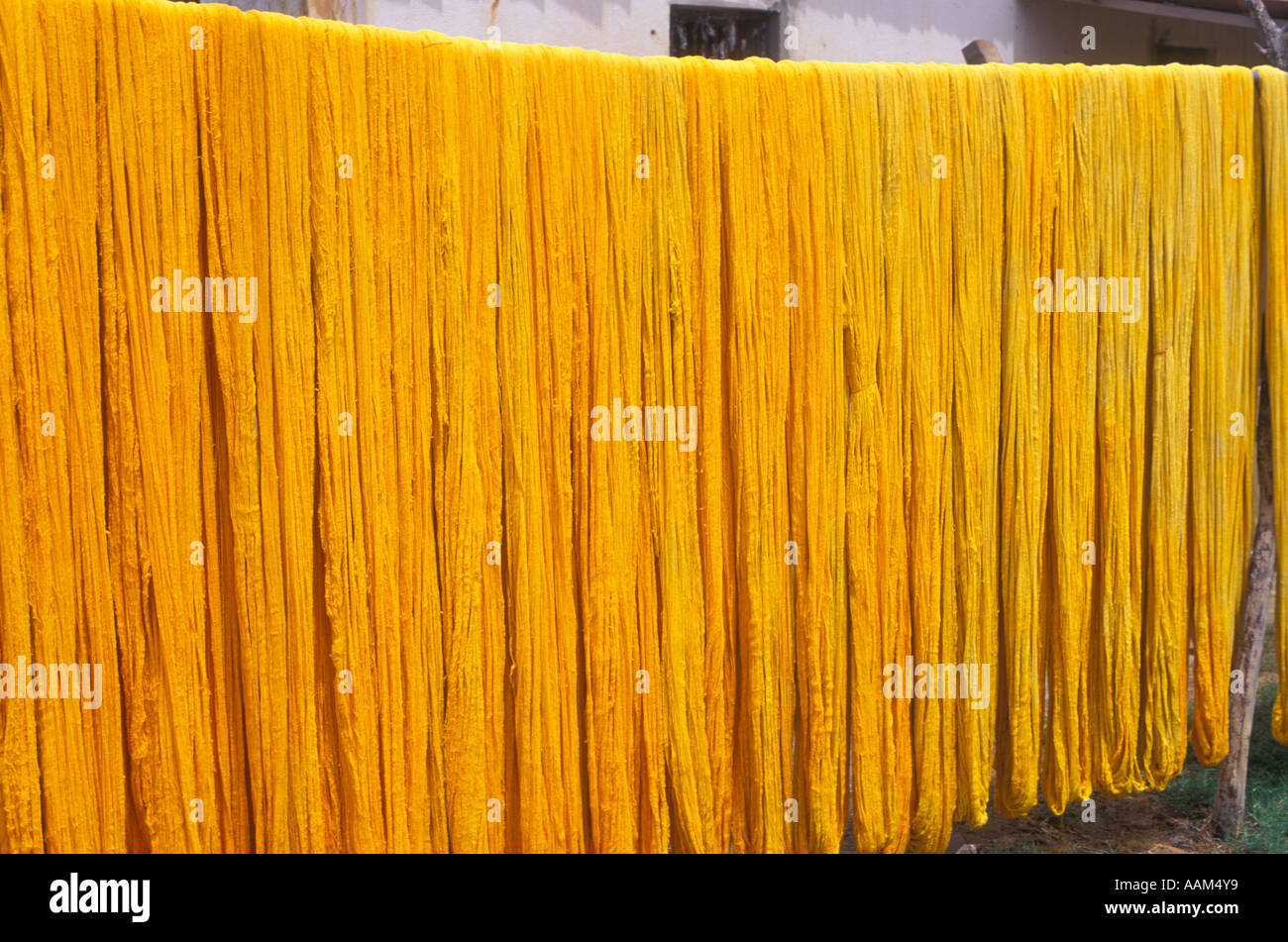 Yellow fibre, To dye, tint. Stock Photo