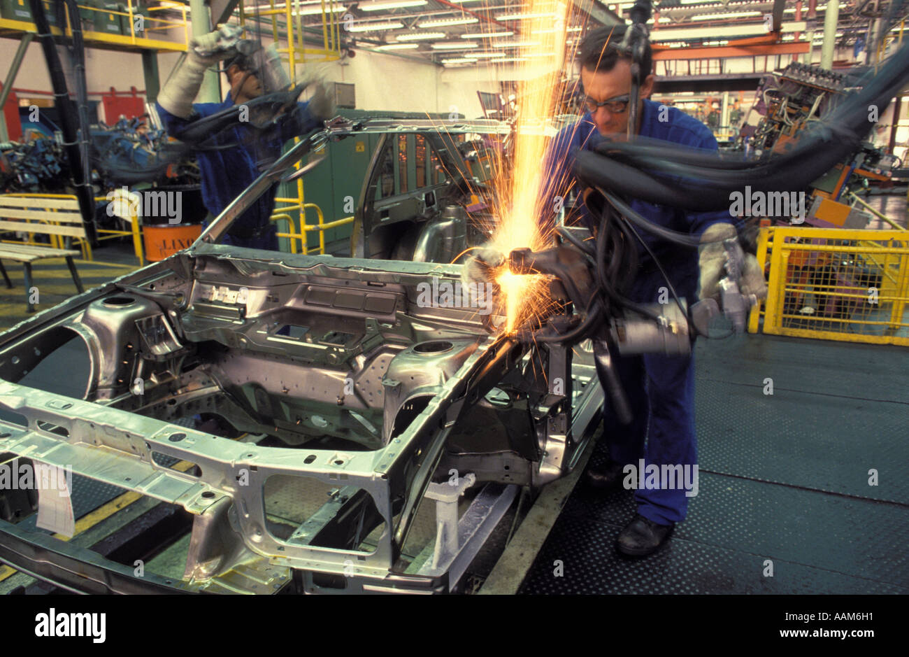 Sao Paulo Brazil Factory workers at automobile industry. Stock Photo
