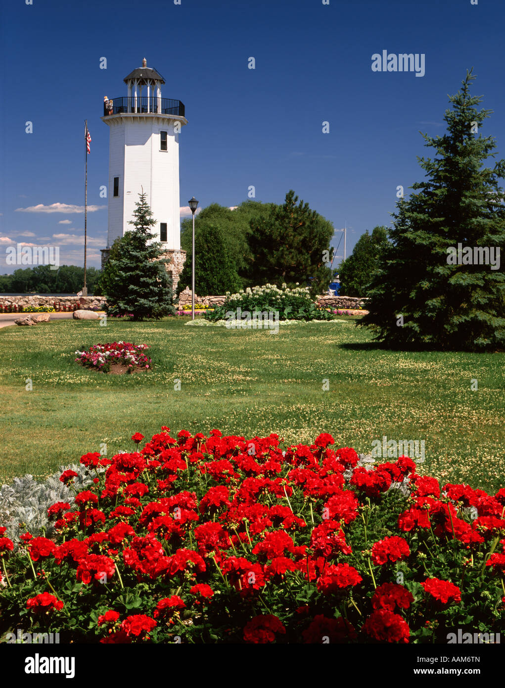 LIGHTHOUSE IN LAKESIDE PARK FOND DU LAC WISCONSIN Stock Photo