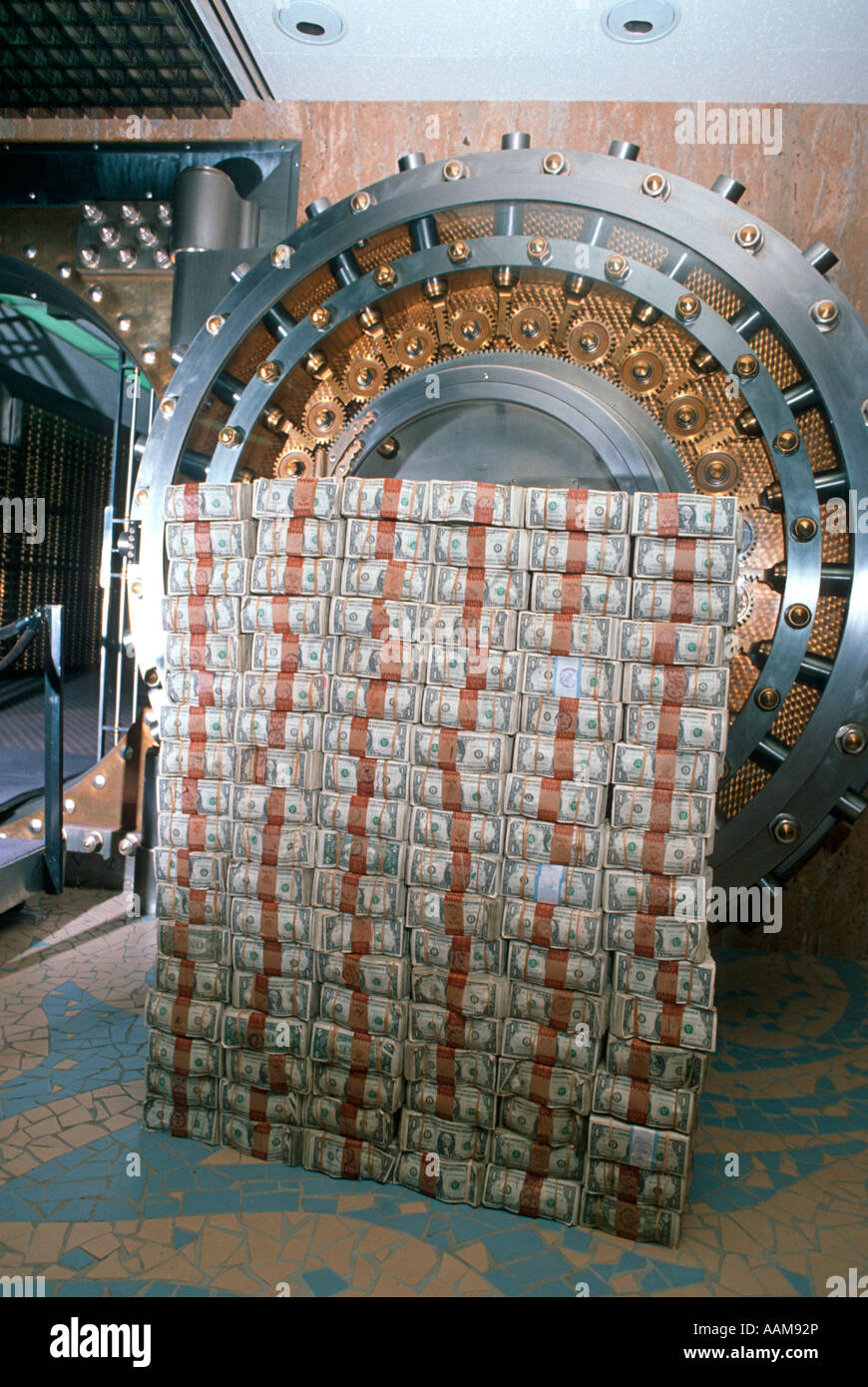 vault money bank stacked bills alamy cart log