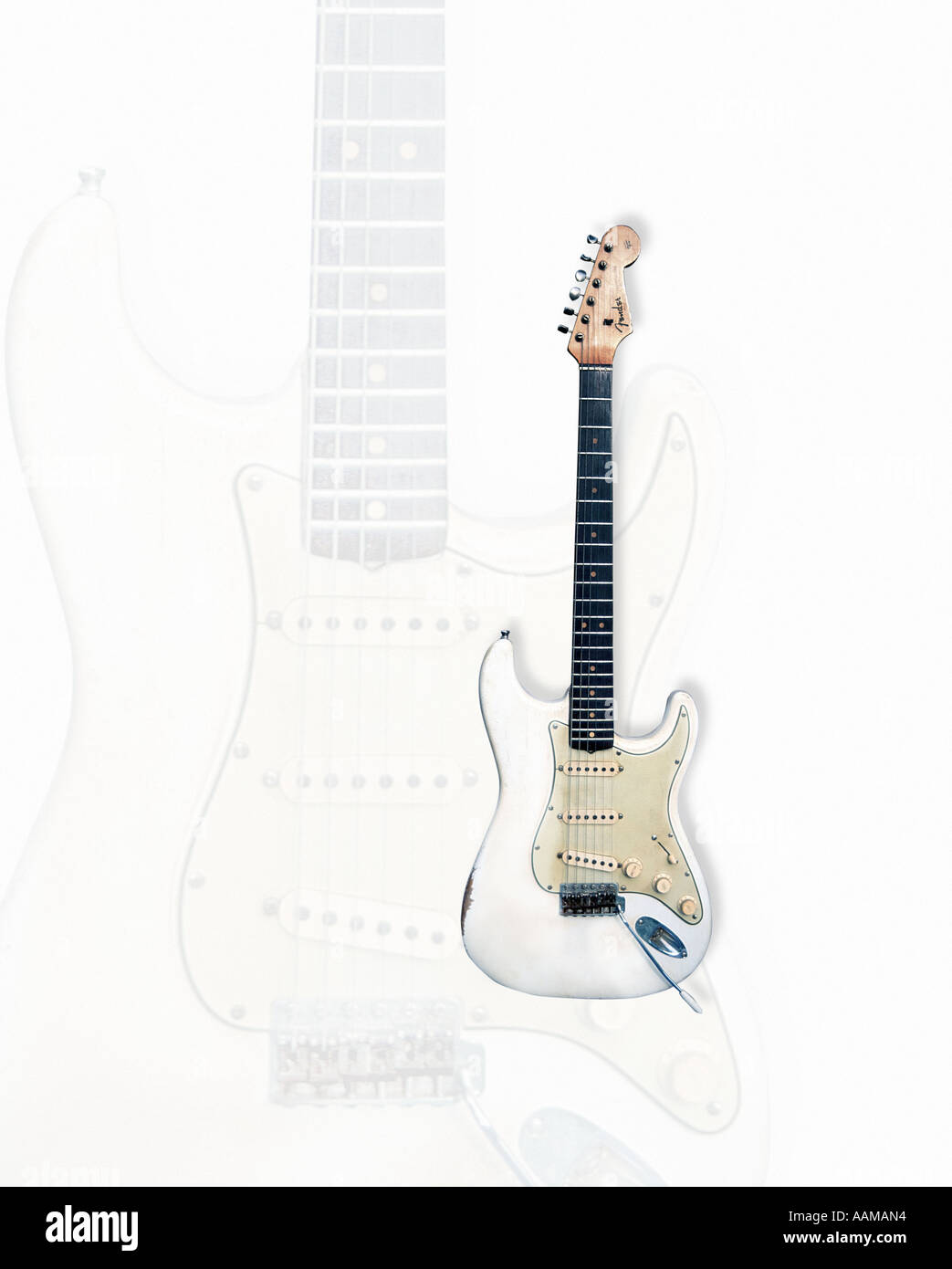 White Fender Stratocaster Guitar Stock Photo - Alamy