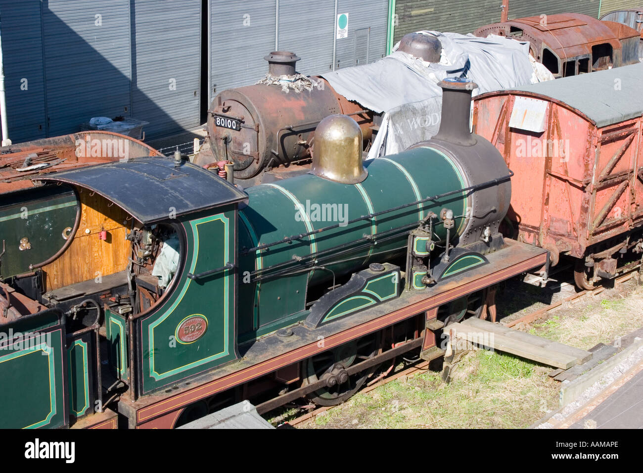 Rusty Steam Locomotives Awaiting Restoration In A Station Yard Stock ...