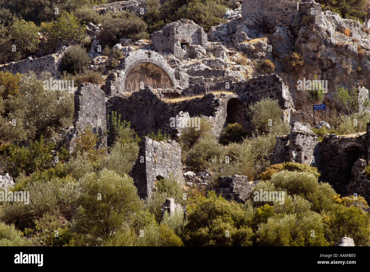 Turkey, Southwest, Gulf of Fethiye. St Nicholas Island. Ruins of
