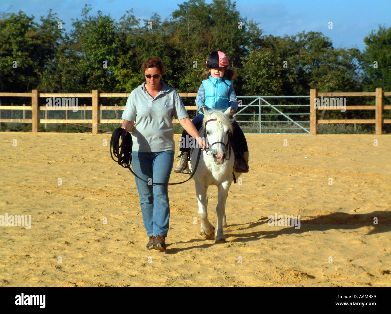 Horse Riding Lesson Stock Photo Alamy