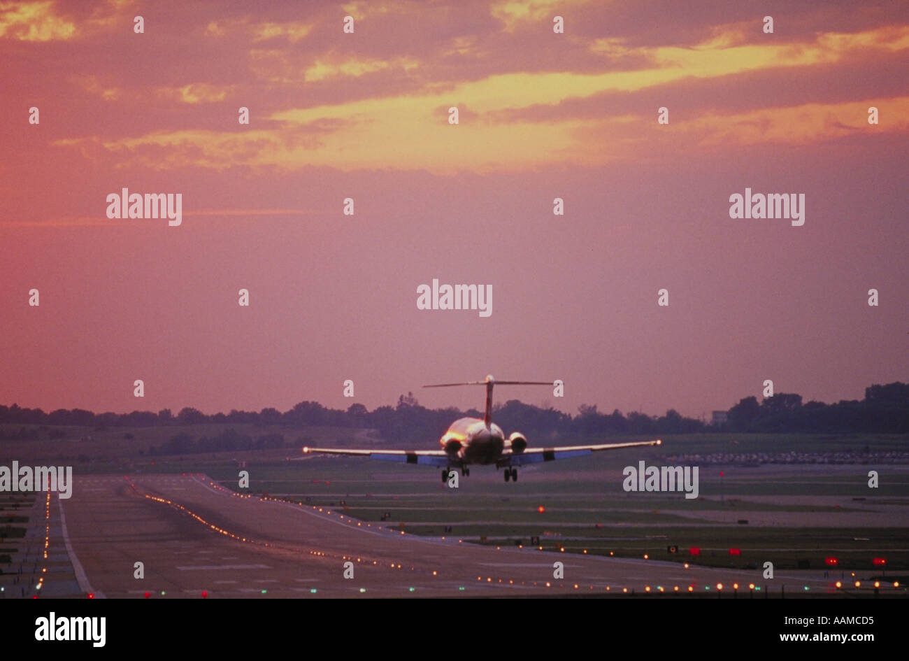 Airplane landing at Lambert International Airport St Louis Missouri