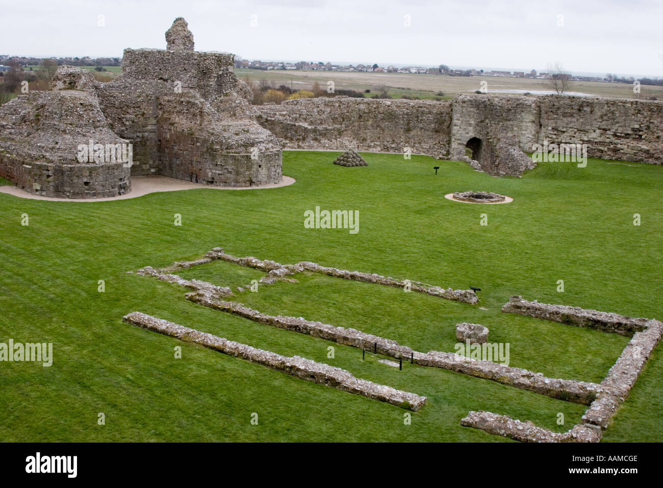 The remains of the chapel in Pevensey Castle Stock Photo