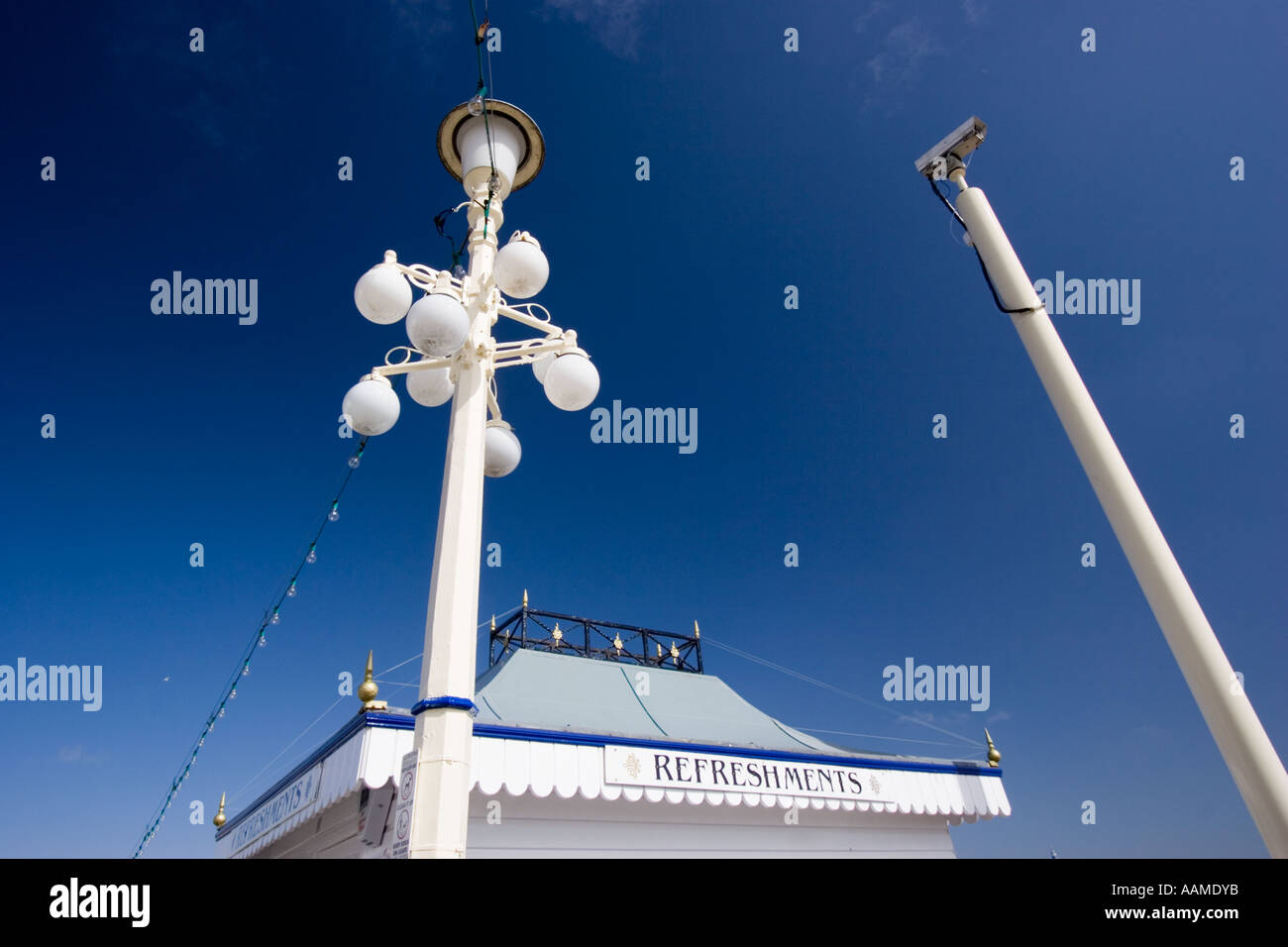 CCTV cameras and unusual street lights on the sea front in Eastbourne