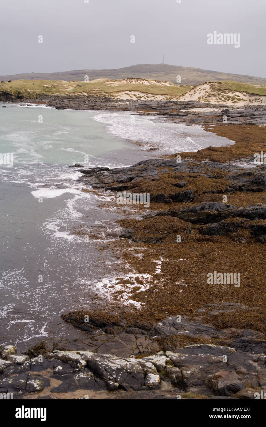 UK Scotland Western Isles Outer Hebrides Barra West Coast Traigh Hamara rocky coastline Stock Photo